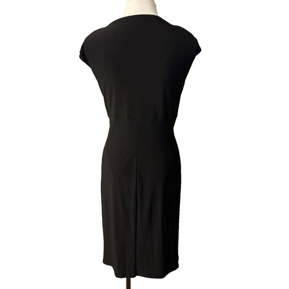 Ralph Lauren Dress Black 16 V Neck Stretch Washable Career Church Cap Sleeve - Picture 3 of 12